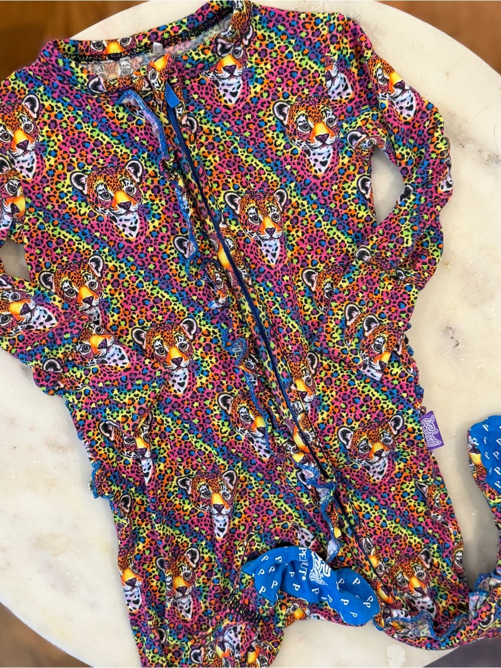 3-6m Posh Peanut x Lisa Frank Hunter Tiger Print Footie